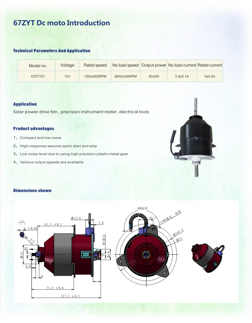 67ZYT_Dc brush fan motor