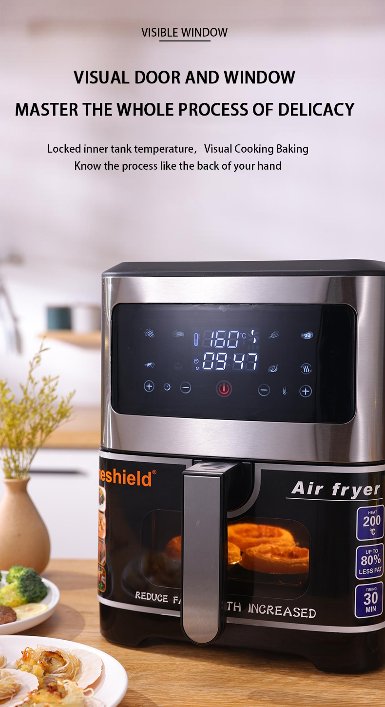 10.5L large capacity non stick power off protection, fully electric oven, air fryer with visible window